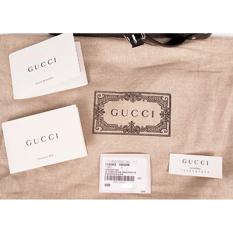 NEW $2,200 GUCCI Black GG EMBOSSED LEATHER SQUARE Perforated Crossbody BAG NWT