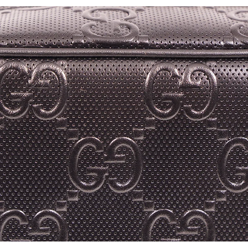 NEW $2,200 GUCCI Black GG EMBOSSED LEATHER SQUARE Perforated Crossbody BAG NWT
