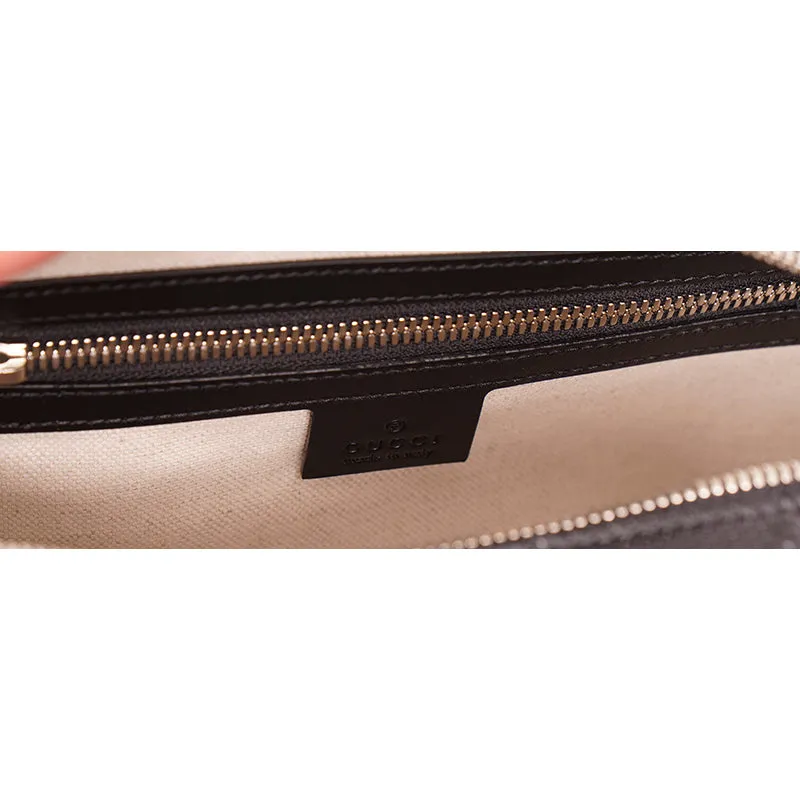 NEW $2,200 GUCCI Black GG EMBOSSED LEATHER SQUARE Perforated Crossbody BAG NWT