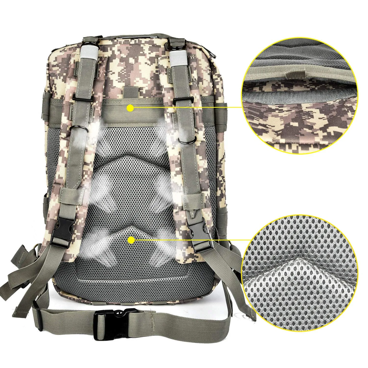 NOOLA Military Tactical Backpack Large Army Rucksack Assault Pack Molle Bag ACU