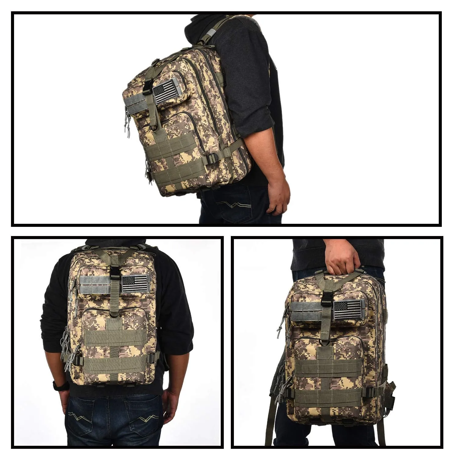 NOOLA Military Tactical Backpack Large Army Rucksack Assault Pack Molle Bag ACU
