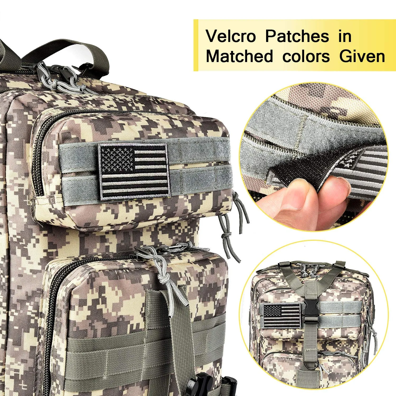 NOOLA Military Tactical Backpack Large Army Rucksack Assault Pack Molle Bag ACU