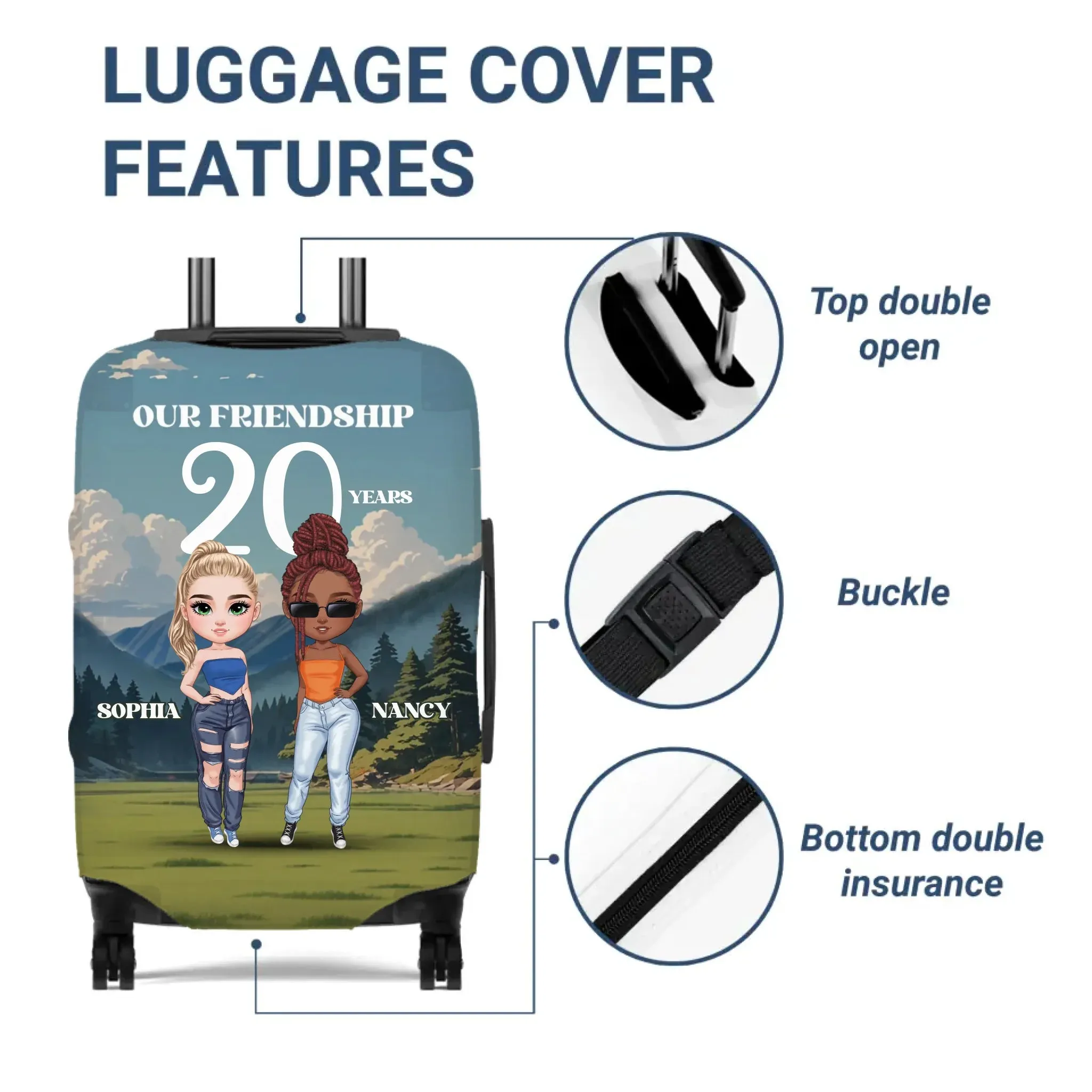 Our Friendship - Custom Name - Personalized Gift For Bestie - Luggage Cover