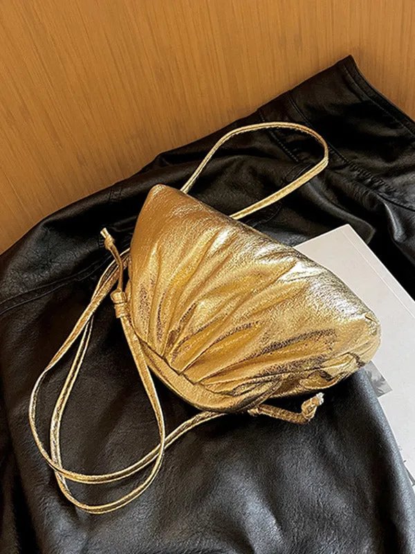 Pleated Shiny Solid Color Handbags Crossbody Bags Bags
