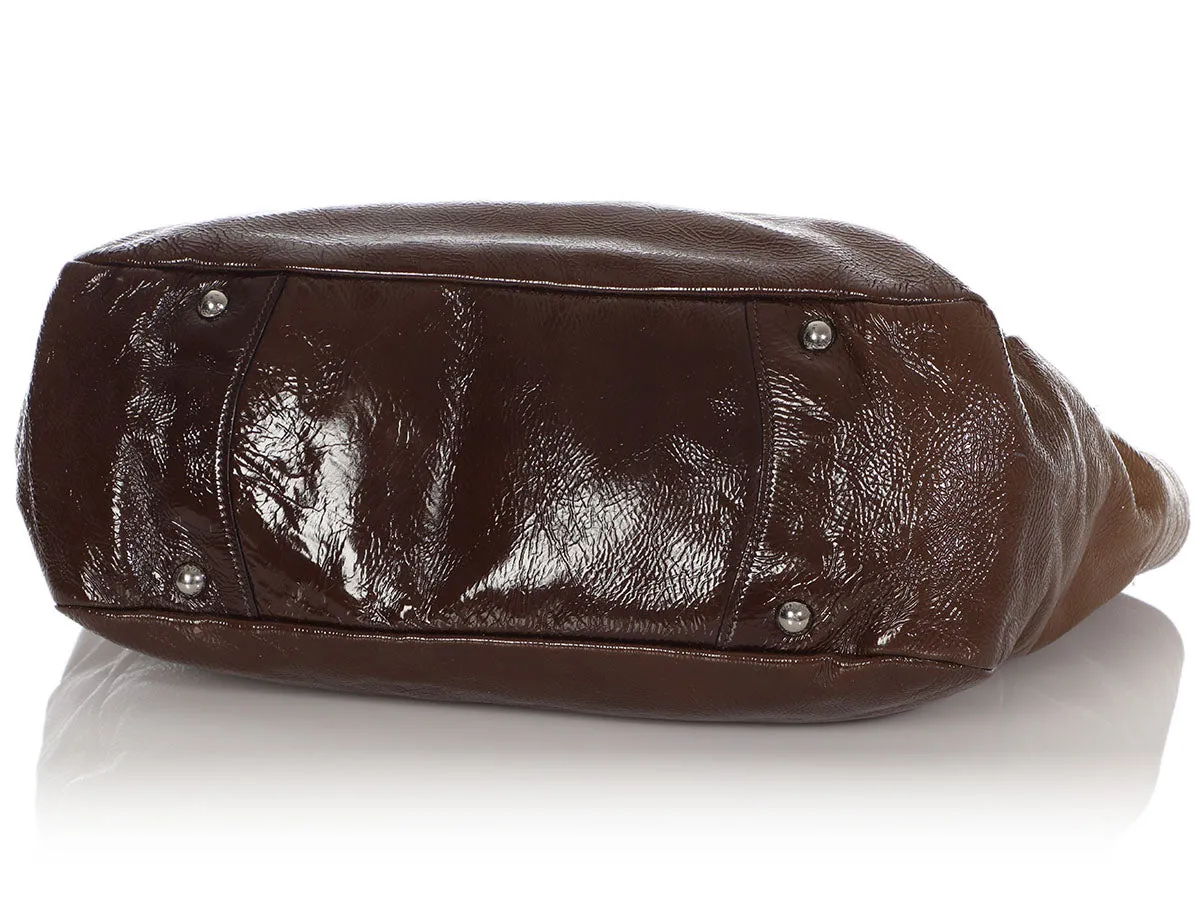 Prada Olive Patent Side Pocket Tote