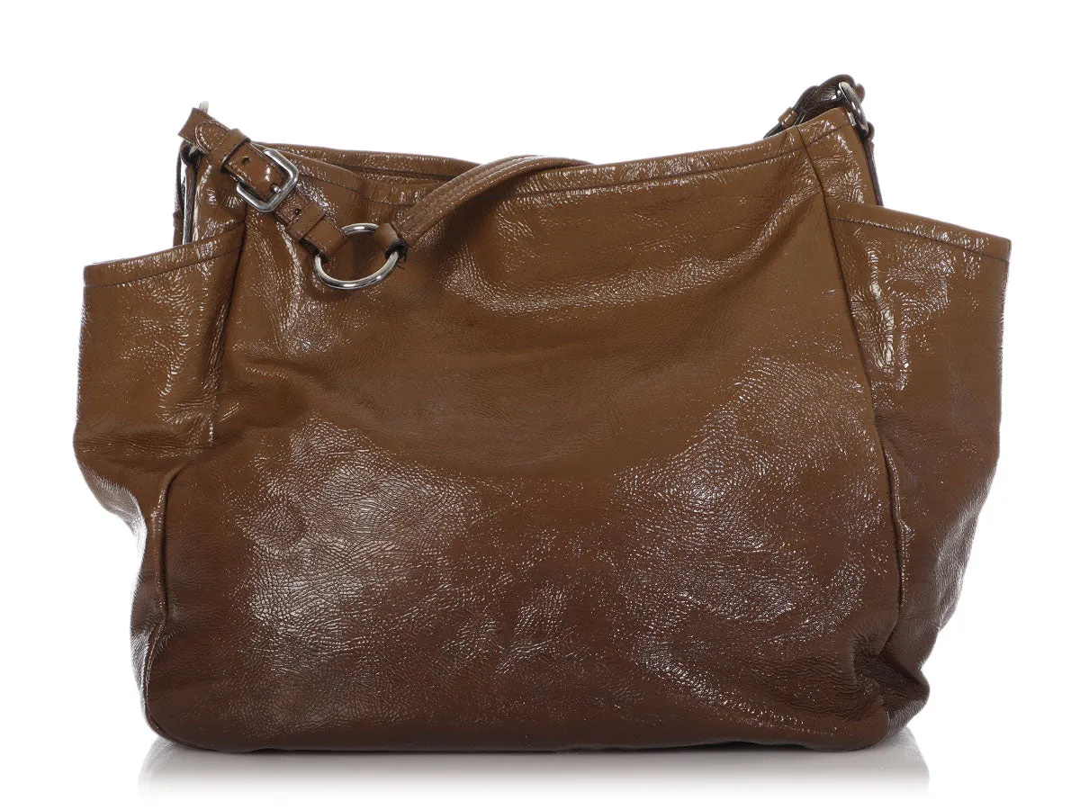 Prada Olive Patent Side Pocket Tote