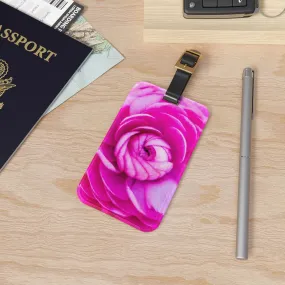 Rose Blush Pink Floral Luggage Tag |  Travel Luggage Tag with Contact Information | Leather Strap Luggage Tag |Gifts | Accessory