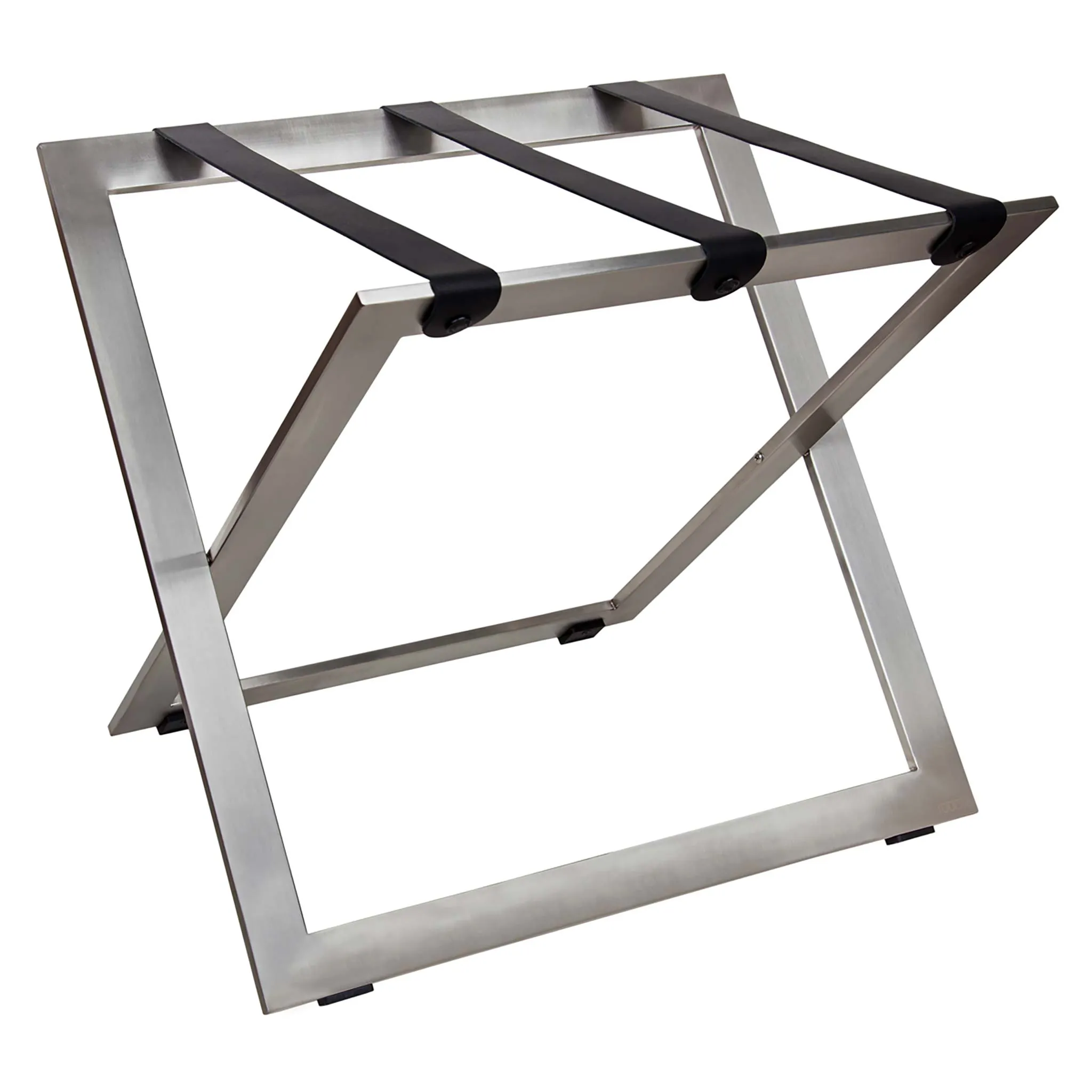 Stainless Steel Compact Luggage Rack with Fabric Straps