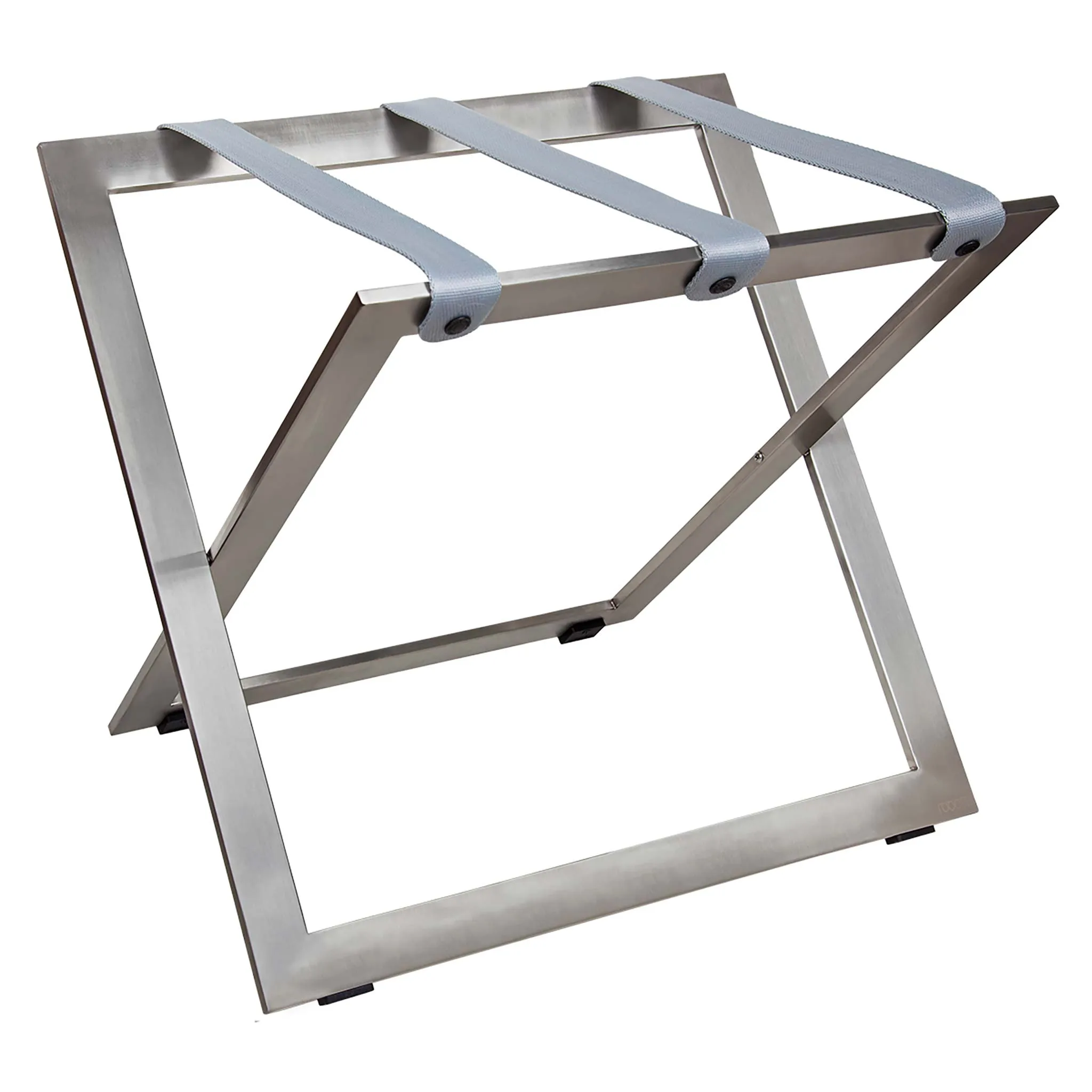 Stainless Steel Compact Luggage Rack with Fabric Straps
