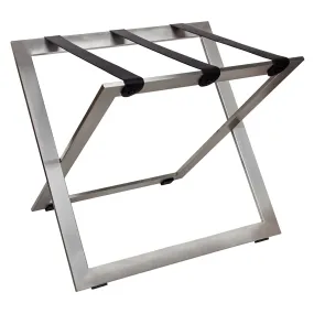 Stainless Steel Compact Luggage Rack with Fabric Straps