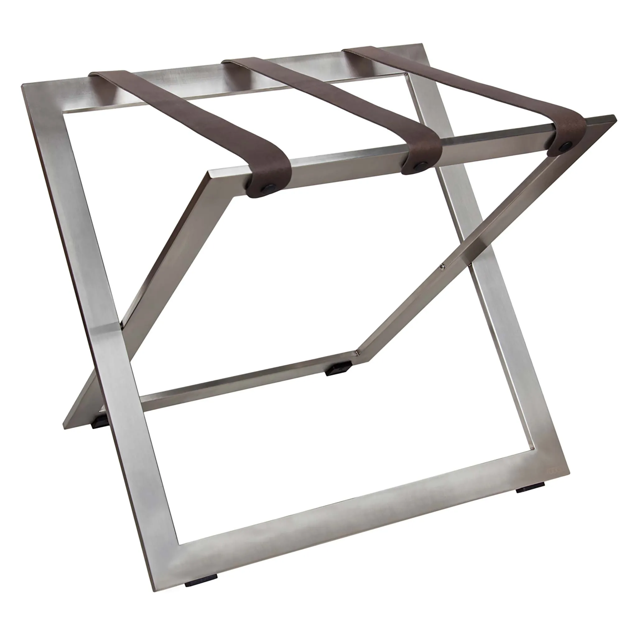Stainless Steel Compact Luggage Rack with Leather Straps