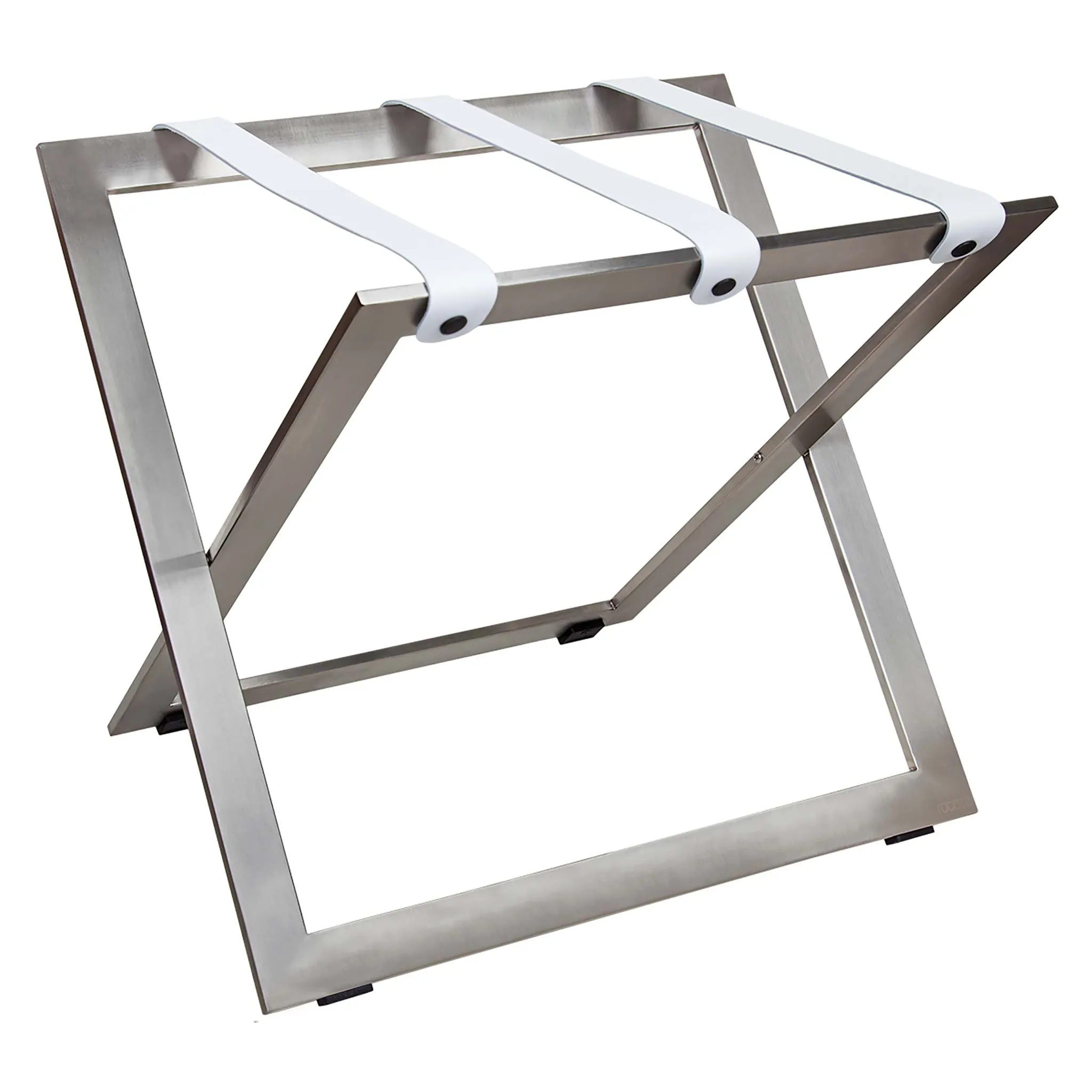 Stainless Steel Compact Luggage Rack with Leather Straps