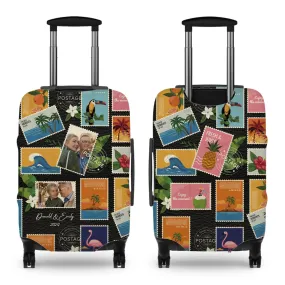 Stamp Photo Travel - Custom Photo - Personalized Gift For Couples - Luggage Cover