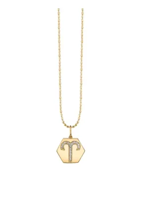 Sydney Evan Hexagon Diamond Zodiac Charm Necklace - Aries
