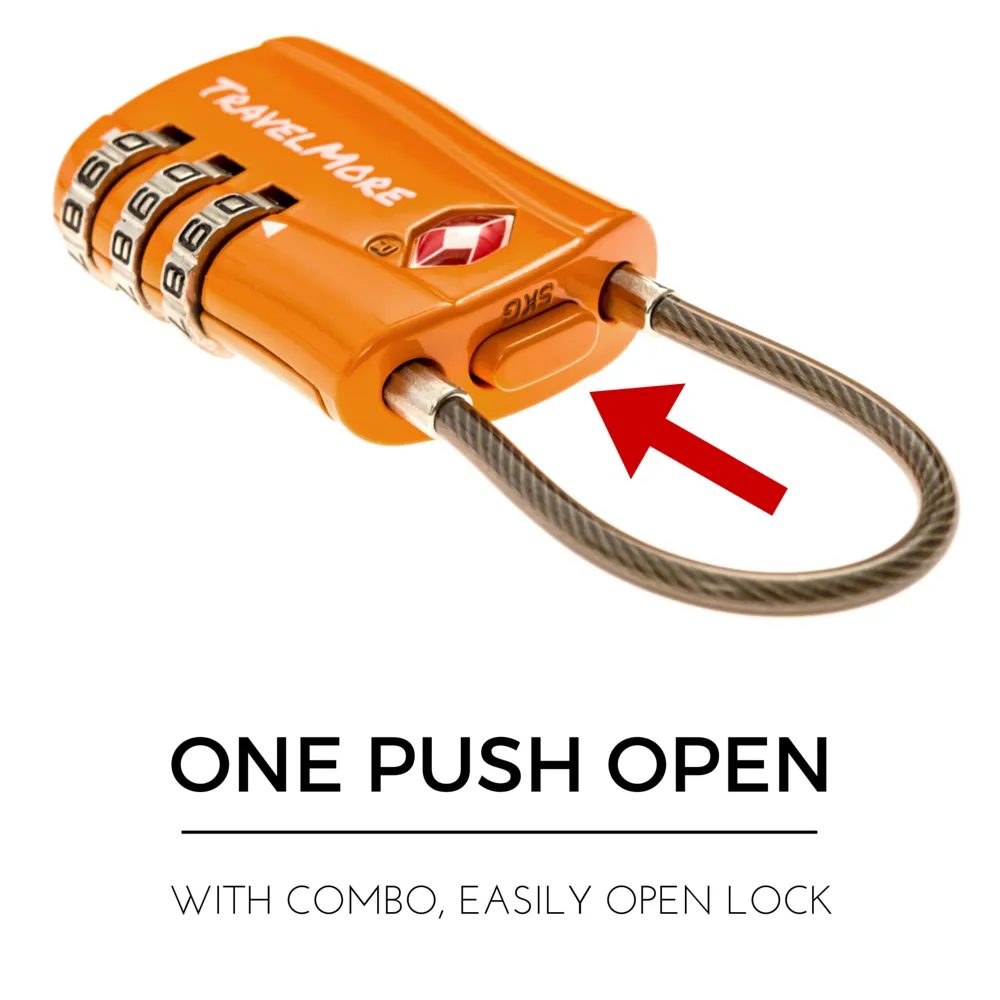 TSA Certified Cable Luggage Lock For Travel - Orange Travel Locks