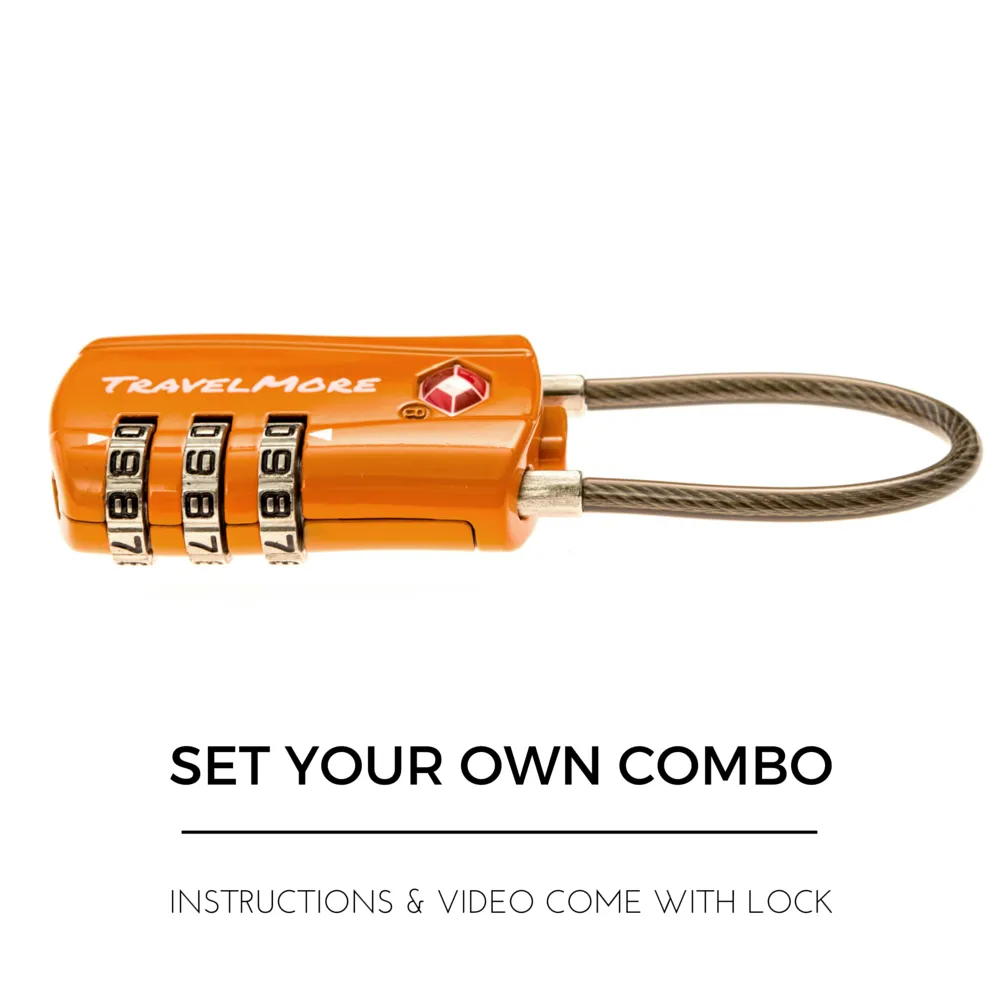TSA Certified Cable Luggage Lock For Travel - Orange Travel Locks