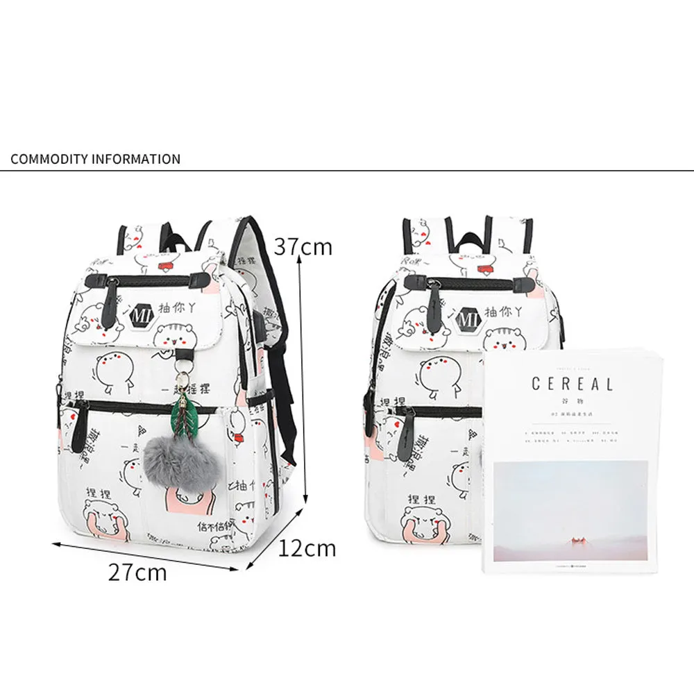 USB Charging School Backpacks 3 Pcs/Set