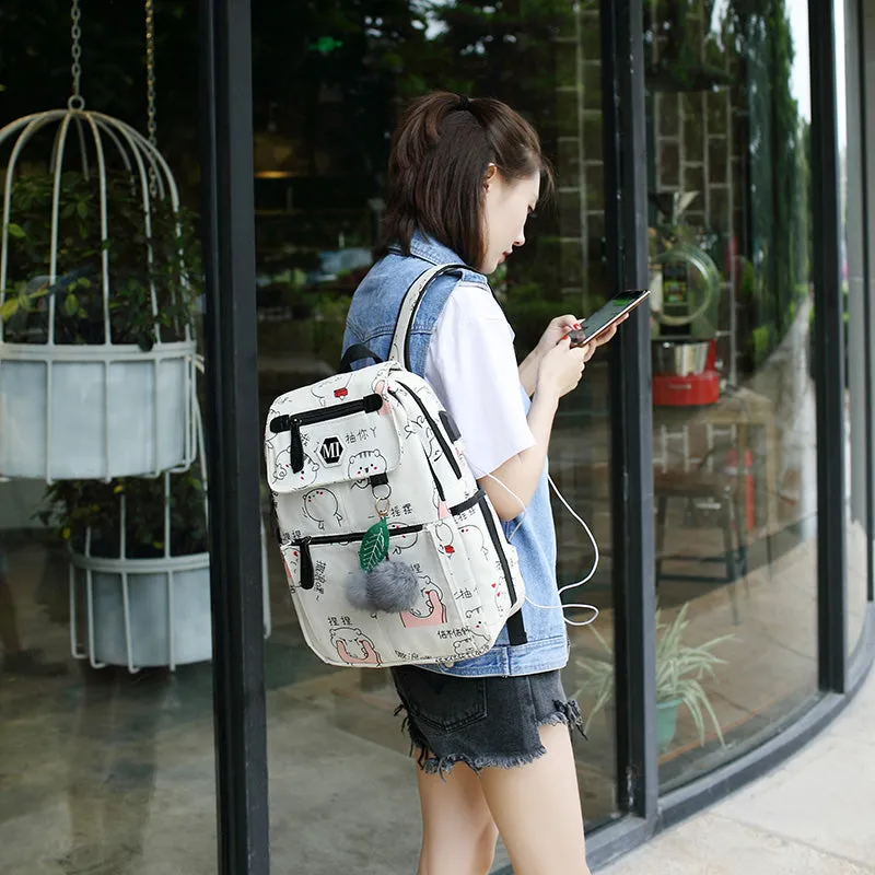 USB Charging School Backpacks 3 Pcs/Set