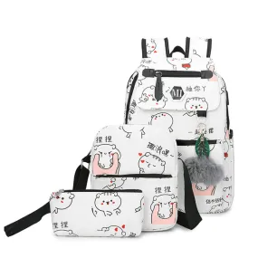 USB Charging School Backpacks 3 Pcs/Set