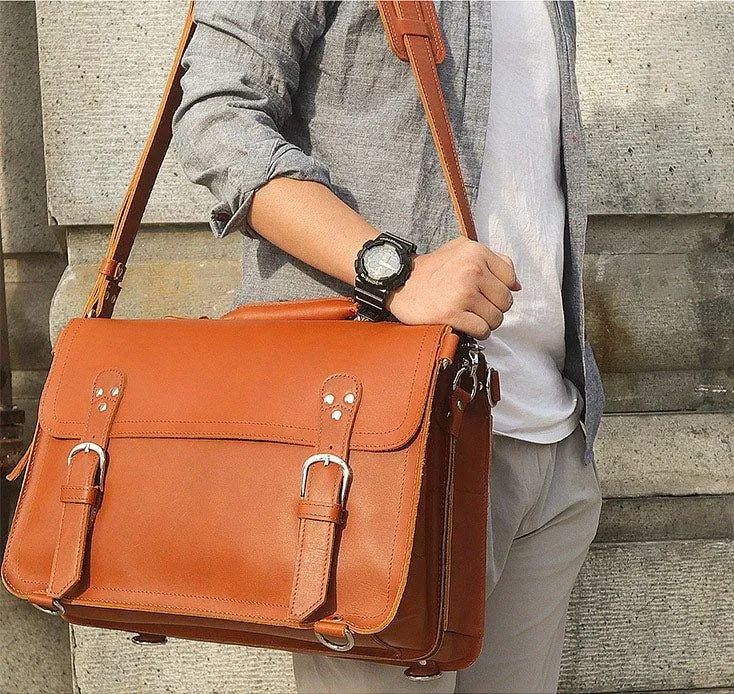 Woosir Vintage Leather Briefcase Backpack Convertible