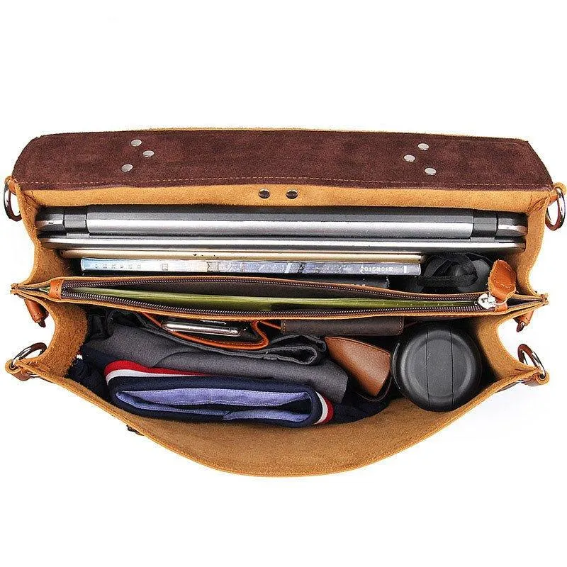 Woosir Vintage Leather Briefcase Backpack Convertible